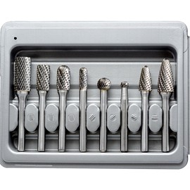 KOTVTM Carbide Burr Set with 1/4 Inch Shank 8pcs Double Cut Rotary Burr File Bits for Die Grinder Bits Grinder Drill Bits Metal Wood Carving, Engraving, Polishing, Drilling…