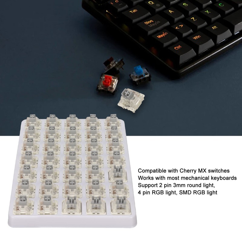 35 Pcs Keyboard Switch 3 Pin RGB SMD Linear Dustproof
