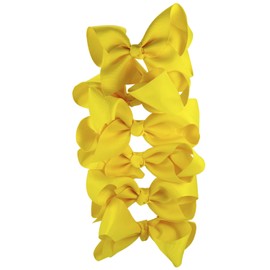 Set of 6 Large Grosgrain Hair Bows (Bright Yellow)