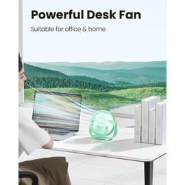 Gaiatop USB Desk Fan, 3 Speeds Strong Airflow, 5.5 Inch Portable 90° Rotate Quiet Cooling, Small Personal Table Fans for Bedroom Home Office Travel Green