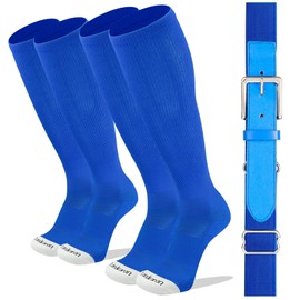 Londkaron Elite Baseball/Softball Socks & Belt Combo (2 Pairs of Socks with 1 Belt) (Royal, Large)