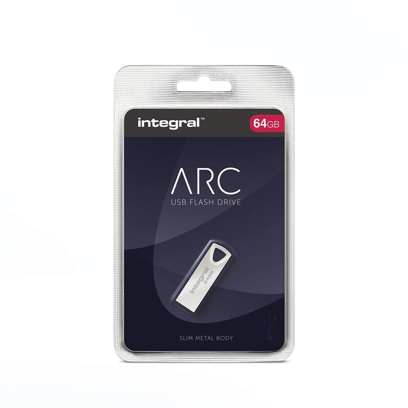 Integral 64GB USB Memory 2.0 Flash Drive Arc with Metal
