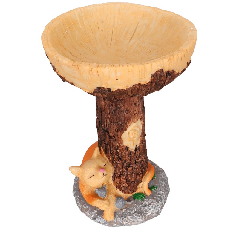 Cat Bird Bath Statue Durable Resin Bird Bath Bowl Exquisite