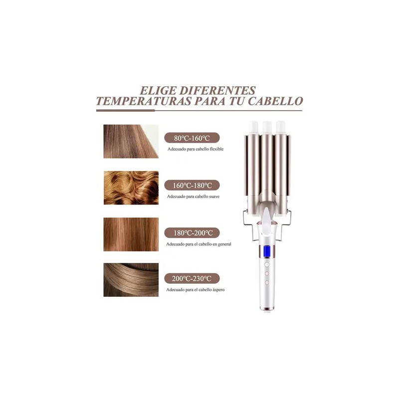 Tenaza Rizador De Cabello Cerámica Waflera Ferro 22mm Ondas