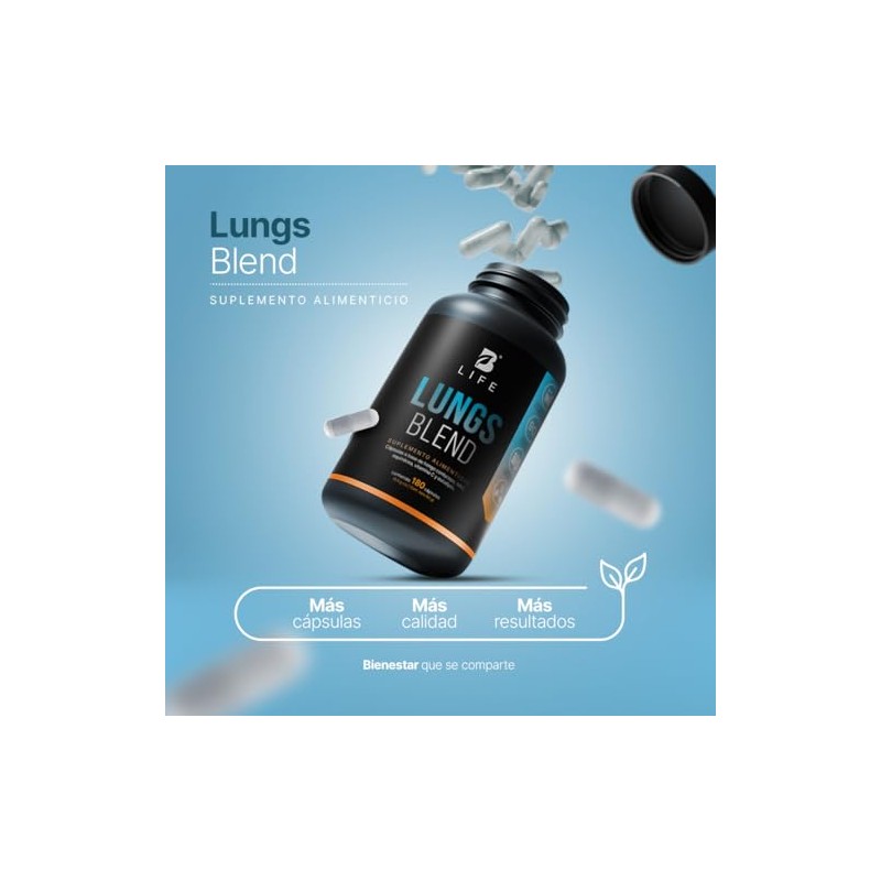 Lungs Blend de 180 Cápsulas. Ingredientes naturales: Cordyceps, NAC, Echinacea,