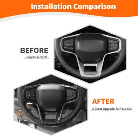 Jeliker for Bronco Steering Wheel Panel Trim Carbon Fiber for Ford Bronco 2021 up Carbon Fiber Interior Accessories (Not fit Sport)