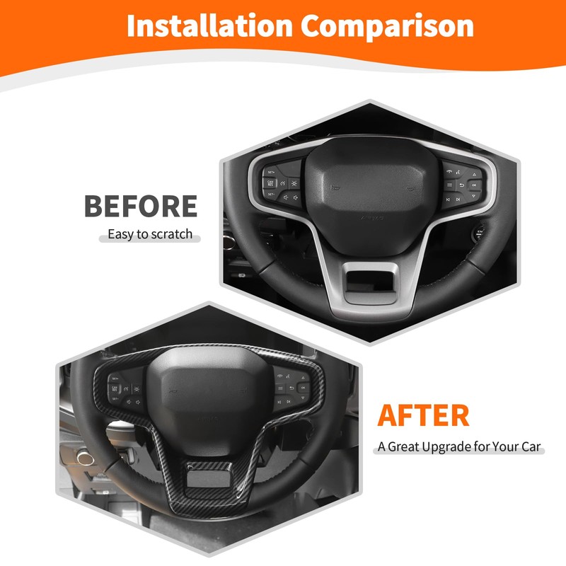 Jeliker for Bronco Steering Wheel Panel Trim Carbon Fiber for