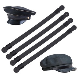 BENECREAT 4Pcs Black PU Leather Hat Band, Officer Visor Crusher Cap Band, Adjustable Hat Strap for Cowboy Hats, Military, Golf, Fishing, Captain Caps, 11.2~19.5inch Long