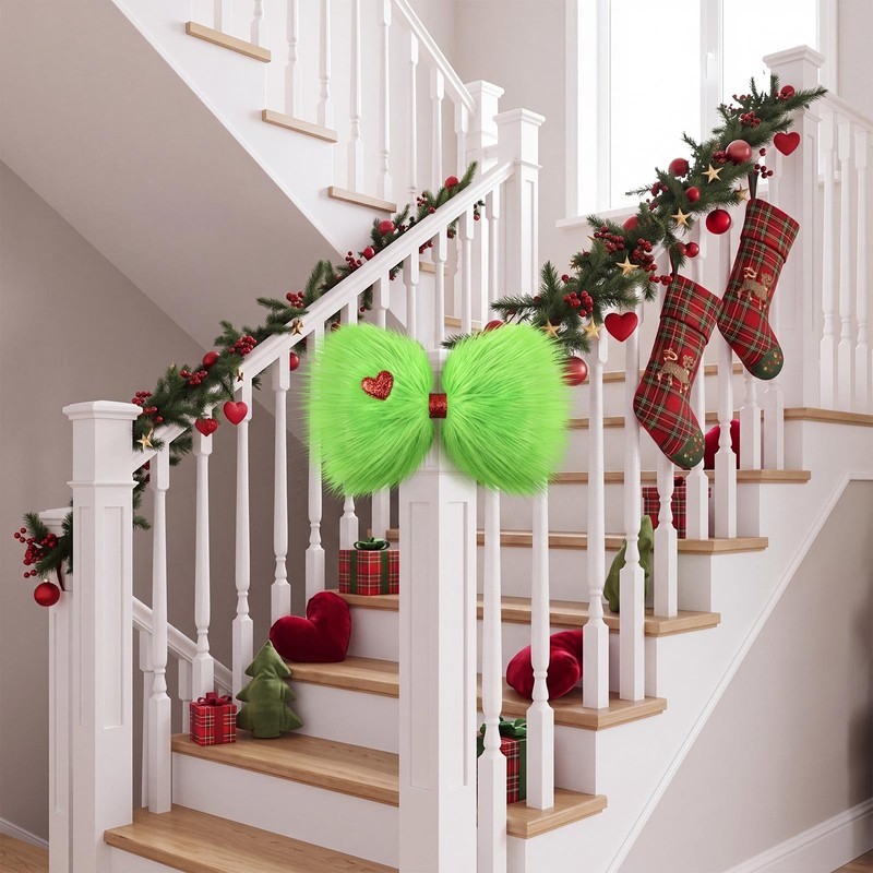14 x 8'' Lime Green and Red Christmas Tree Topper