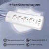 White Power Strip with 4 USB Ports, Multiple Socket with
