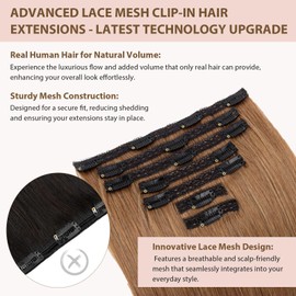 TESS Clip-In Real Hair Extensions, Remy Real Hair Extensions 06 Medium Brown, 55 cm