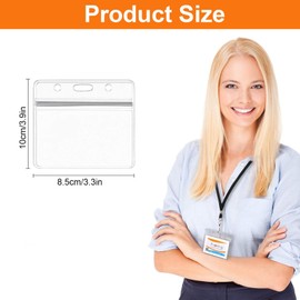 ID Card Holders, 30 Pcs Horizontal Badge Holders, Name Tag Holders for ID, Credit, Bus Cards (Clear)