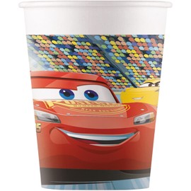 Procos 93472 Party Cups Cars 3 Maximum Capacity 200 ml Pack of 8 Disposable Paper Cups Children's Birthday Party Tableware FSC® Mix