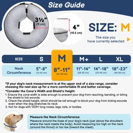 BARKLESS Inflatable Dog Cone, Protective Dog Surgery Collar to Stop Licking Biting Wounds, Soft Donut Cone with Detachable Clear Shield, Adjustable Blow-up Collar for Surgery Recovery (Grey, M)