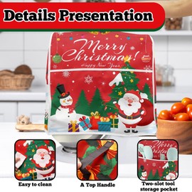 Kitchen Essentials - Funda para batidora de Navidad, para batidora de soporte con bolsillos, 6-8 cuartos de galón (Navidad roja)