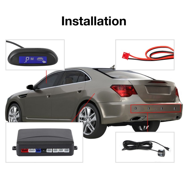 Auto LED Parking Sensor Backup Radar System Buzzing Alarm Weatherproof