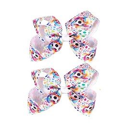 Soccer Ribbon Bow Hair Clips soccer bows Hair Accessories for girls.(FJ27) (Design and colour A)