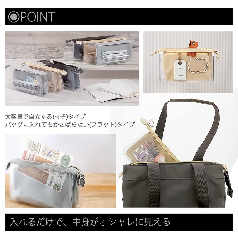 Sun-Star Stationery Pen Case Clear Pouch Mitte Gusset Light Black