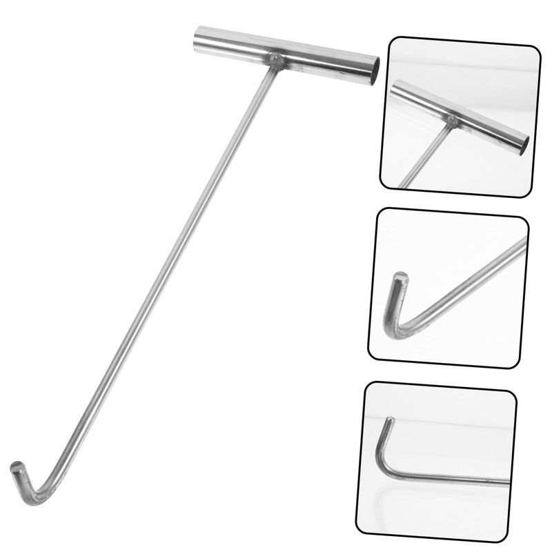 Hohopeti Stainless Steel Manhole Cover Hook T Shape Heavy Duty