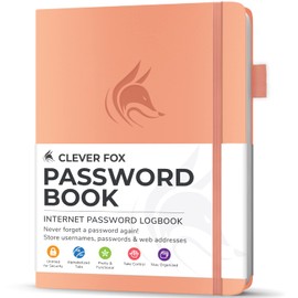 Clever Fox Password Book with Alphabetical Tabs – Small Hardcover Address Keeper Log – Pocket Journal for Seniors, Home Office Gifts (Peach Pink)