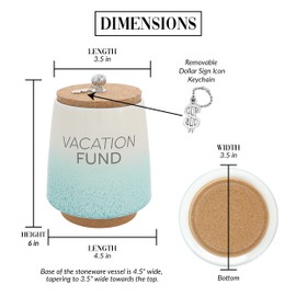 Pavilion Gift Company Vacation-6.5" Ceramic Savings Bank, Green, Beige, Brown