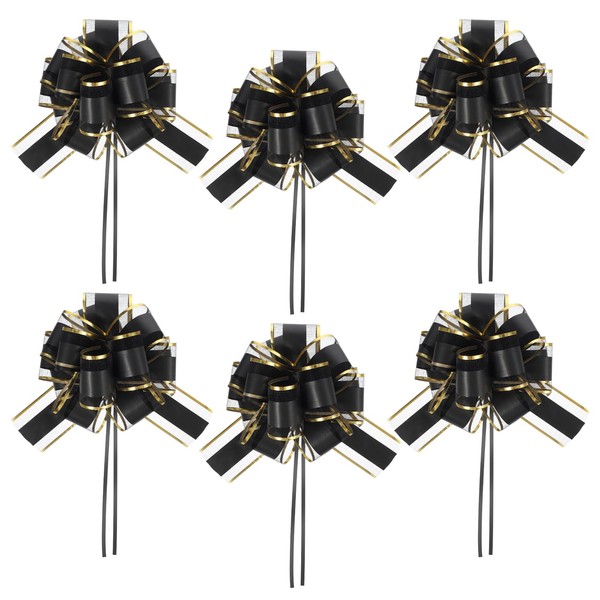 6 Inch 6 PCS Large Black Bows for Gift Wrapping,