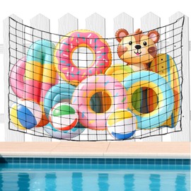 NOVWANG Extra Large Pool Float Toy Storage Net, 78.7 x 59 inches Big Pool Toy Heavy-Duty Hanging Mesh Elastic Net Organizer with 20 Hooks 15 Straps for Wooden and Metal Fence