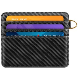 Simikol Slim Minimalist Front Pocket RFID Blocking Credit Card Holder Small Wallet Cute Card Cases for Women, Carbon Fiber, Minimalist