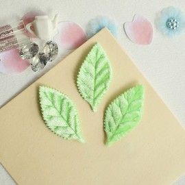 YYCRAFT Pack of 90 Padded 2-Faced Felt Velvet Leaf Appliques/Craft Green