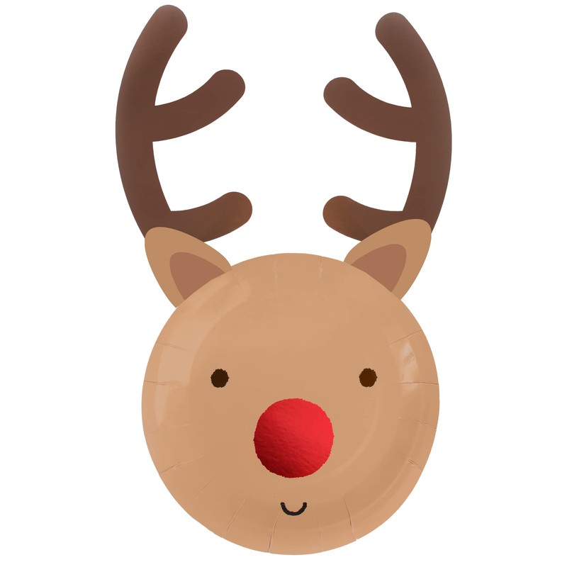 Christmas Plates Reindeer Pack of 10 Brown Plates with Attachable