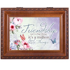 Friendship Things Woodgrain Rope Trim Music Box Plays That's What Friends are for
