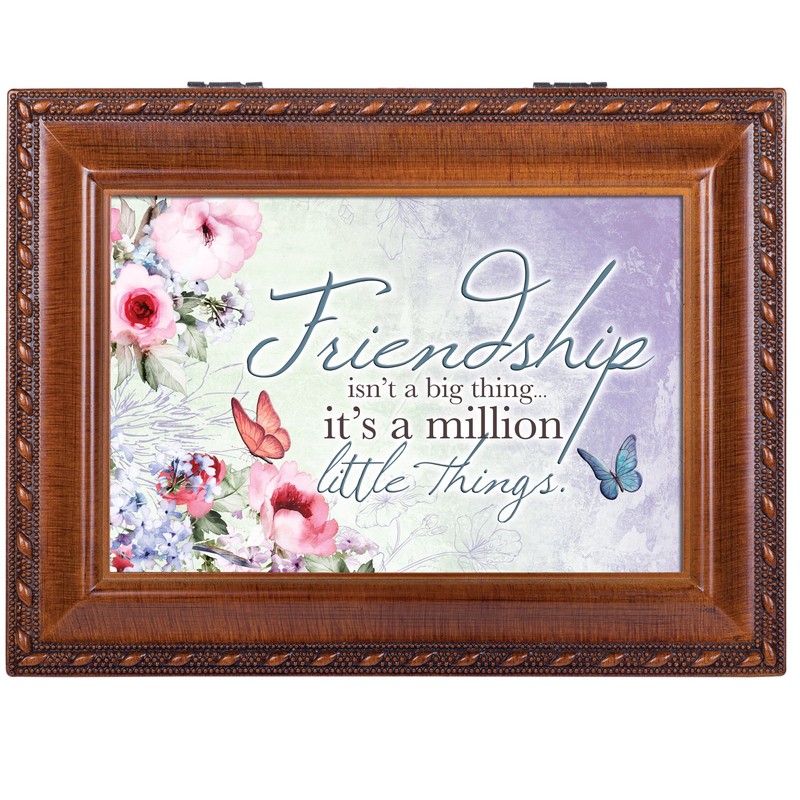 Friendship Things Woodgrain Rope Trim Music Box Plays That's What
