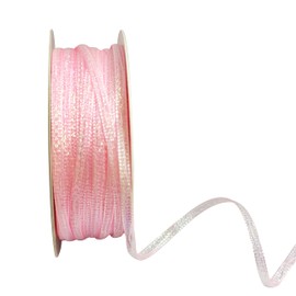 50 Yards Pink Glitter Ribbon, Takemay 6MM Sparkl Foil Ribbon for Crafts, Shiny Iridescent Crimped Ribbon for Scrapbooking Gift Package Wrapping DIY Craft Ribbon Wedding Invitations Bridal Bouquets
