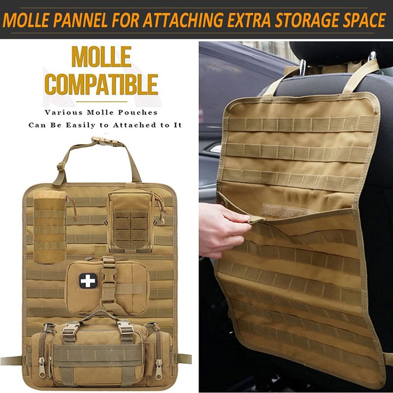 Molle Seat Back Organizer, Tactical Car Seat Organizer with Pouches,