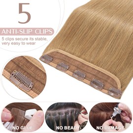 Sego Clip-In Hair Extensions, Remy Real Hair, 7A, 100% Real Human Hair, 1 Piece, 5 Clips, Hairpiece, Remy Real Hair, Straight
