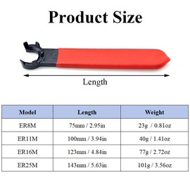 TopHomer Collet Chuck Wrench, ER8 ER16 ER11 ER25 M Type, Chromolybdenum Steel, CNC Lathe & Milling Machine Compatible