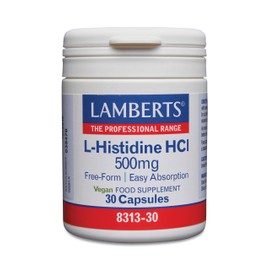 Lamberts L-Histidine HCl Capsules – 500mg Free-Form Amino Acid – Easily Absorbed – 30 Capsules