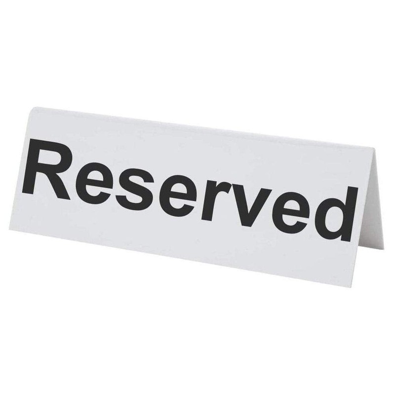 12 Flexible Plastic Reserved Table Signs - BarBits Tabletop Tent