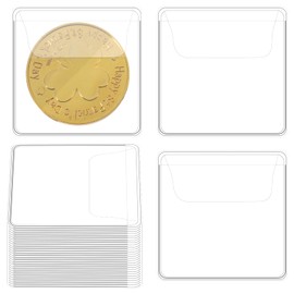 Aeaocvo 50 Piece Coin Case Set, 5.5 x 5.5 cm Coin Storage Cases, Transparent Bag Coin Cases Holder, Anti-Oxidation Coin Protection Cases for Jewellery, Small Items, Coins