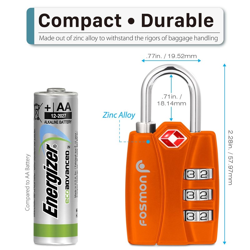 Fosmon TSA Accepted Luggage Locks (4-Pack), Open Alert Indicator TSA