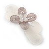 Light Silver/Light Grey Acrylic Crystal '3D Flower' Barrette Hair Clip