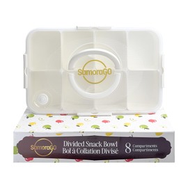 SamoraGO Snack Box - Dishwasher Safe, airtight Container with 8 compartments - Divided Serving Trays Ideal for Fruits and Vegetables, Picnic, Travel, Parties, School, Work