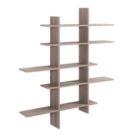 Danya B. Modern Home and Office Decor - Decorative Floating Wall Mount Asymmetric Display Shelves (Weathered Oak)