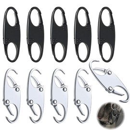 Pack of 10 Travel Clasps, Anti-Theft Backpack Zip Clip for Luggage, Robust and Durable, Zip Pull Tabs for Secure Protection Against Theft (Black, Silver)