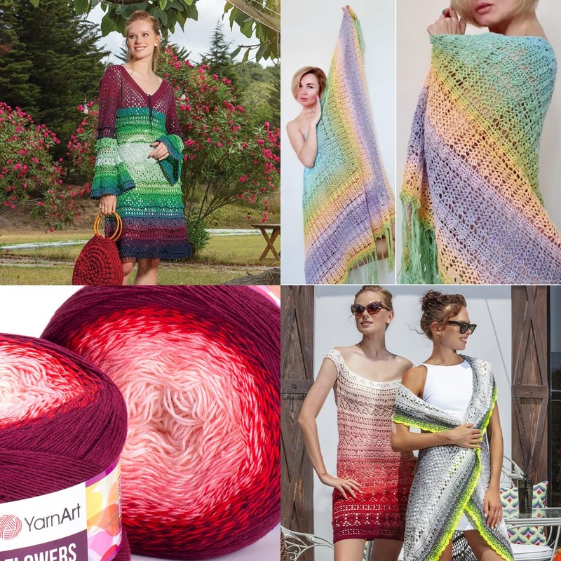 2 Skein Yarn Art Flowers Yarn 55% Cotton 45% Acrylic