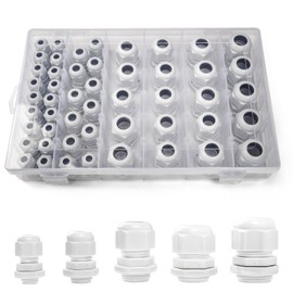 Cokritsm 50PCS Adjustable Cable Glands, Waterproof Cable Gland PG7 PG9 PG11 PG13.5 PG16 PG19 Plastic Cable Connectors with Locknut, Cable Gland Wire Protector Connectors Set in PP Box