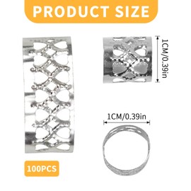 100 Pcs Dreadlocks Beads, Hair Braid Rings for Dreadlock Extensions, Dreadlocks Beads Braiding Hair Decorations, Metal Cuffs Aluminum Dread Locks for Women Hair Jewellery Accessories