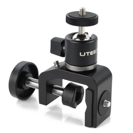 UTEBIT Camera Clamp, Cloud Head Clamp, Small, 1/4 Screw, Load Capacity 4.4 lbs (2 kg), Camera Stand, Clamp Made of Reinforced Aluminum, Tripod, Ball Head, Shoe Included, Camera Mount, Mount on Holder
