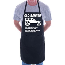 Print4U 50th Birthday Old Banger BBQ Cooking Funny Novelty Apron Black