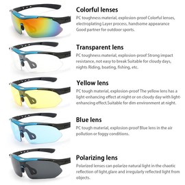 XFSRG Sonnenbrille Herren Damen Schnelle Brille UV400 Schutz Fahrradbrille Polarisierte mit 5 Wechselgläsern und Brillenetui für MTB Rennrad Radfahren Biking Laufen Enduro(Blau)